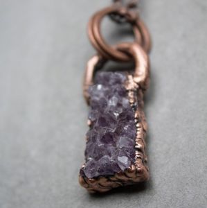 Long Amethyst Druzy Pendant Necklace